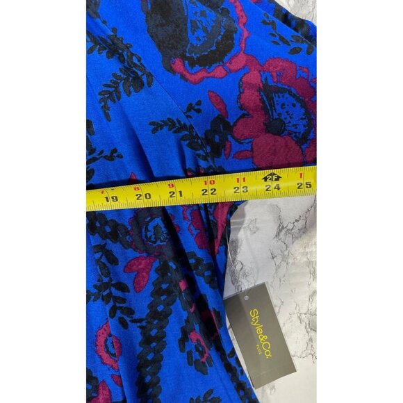 Style &Co Womens Size 3X Boho Floral dark Blue Print Blouse - Picture 6 of 8